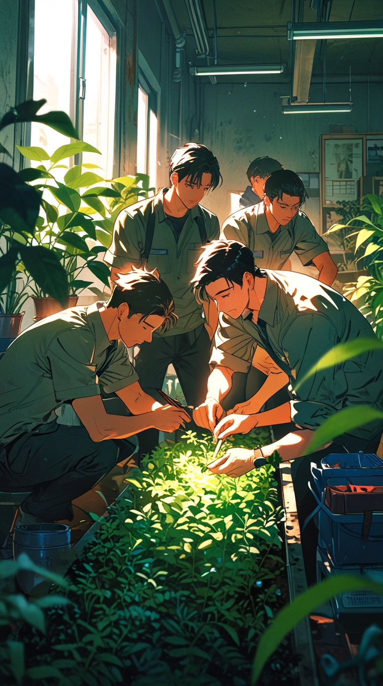 group-workingmen-with-plants